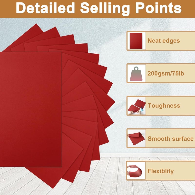 Silunkia 40 Sheets Christmas Red Cardstock 8.5 x 11 Craft Paper, 200gsm/75lb Premium Dark Red Card Stock for DIY Cards Making, Thank You Cards, Wedding Invitations, Birthday Decorations - Image 3